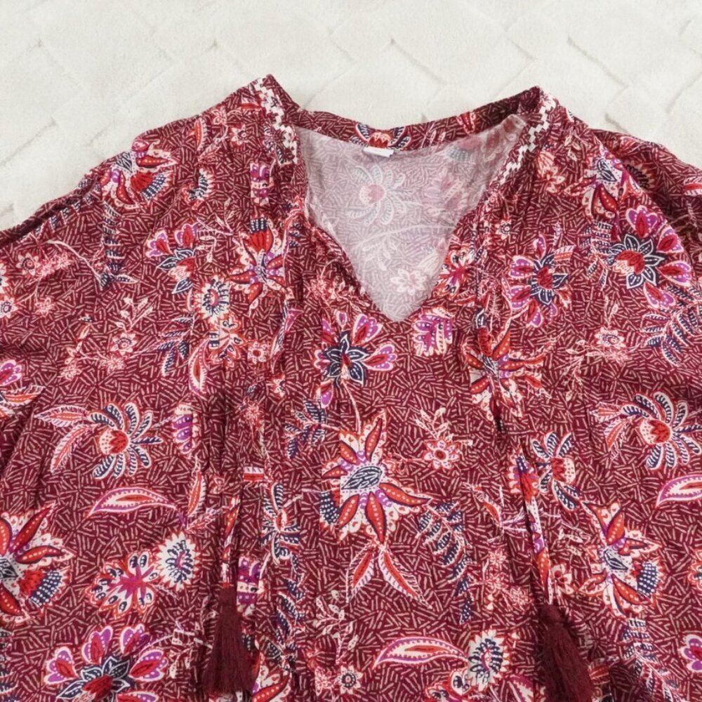 Old Navy Midi Dress Womens 2Xl Floral Print V-Neck Multi Color Long Sleeve - Picture 3 of 13
